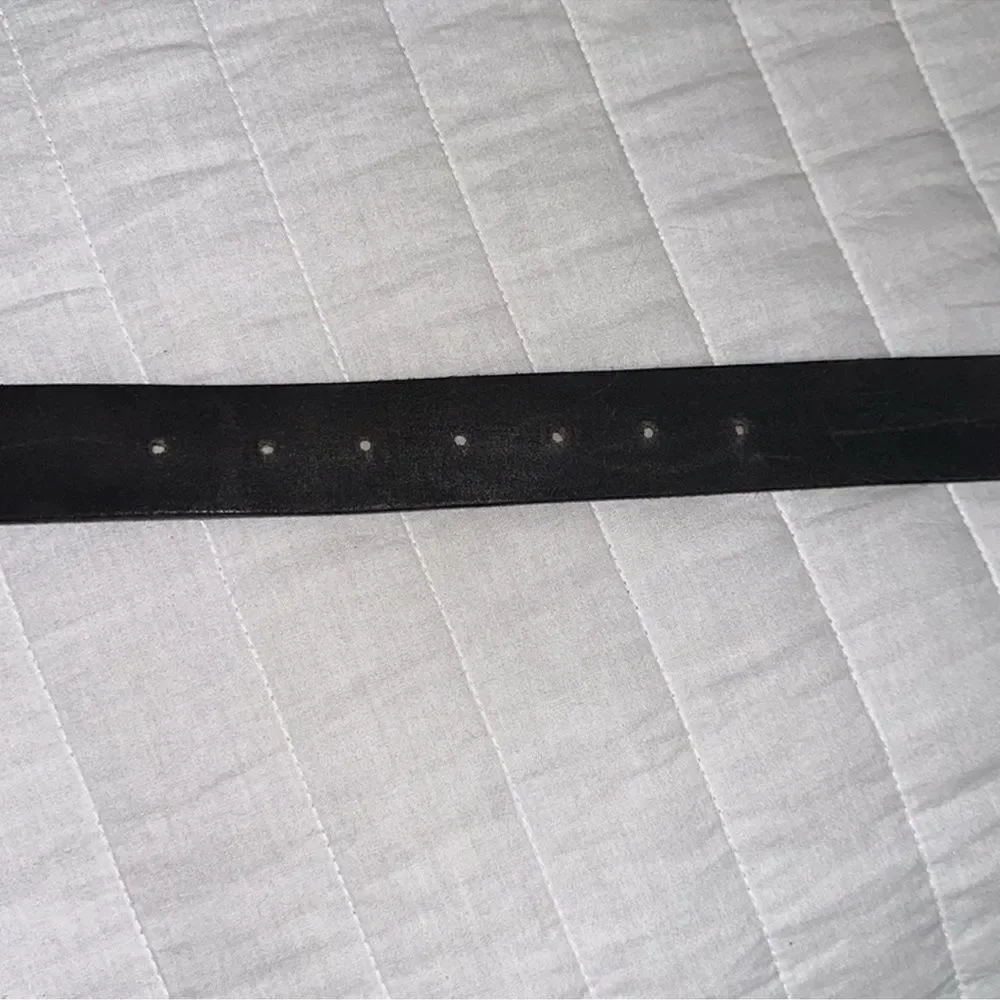 free people M/L Black Silver Tone Buckle Genuine Buff Leather Belt